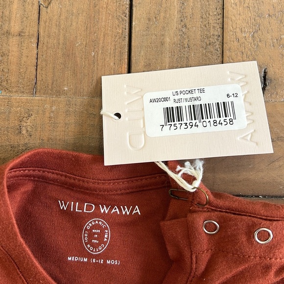 Wild Wawa rust long sleeve pocket tee nwt - Picture 3 of 5